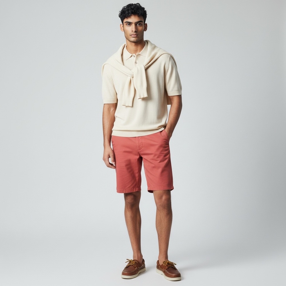Everyday Preppy Old Navy Men’s Salmon pink 10” flat front chino shorts Vacation